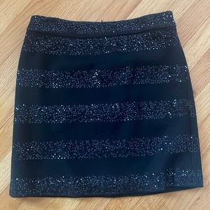 LOFT Black Sequin Stripe Holiday Skirt 6 NEW